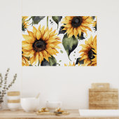 Poster Fleurs de l'aquarelle de tournesol du printemps (Cuisine)