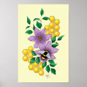 Poster Fleurs de lavande de bourdon Jaune (Devant)