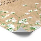 Poster Fleurs de l'haleine du bébé Mariage rustique carte (Coin)