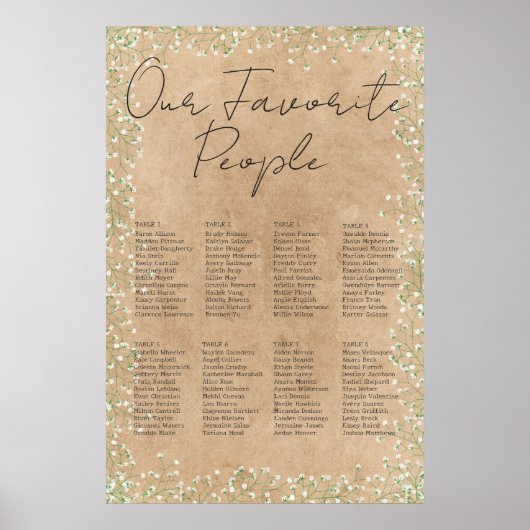 Poster Fleurs de l'haleine du bébé Mariage rustique carte (Devant)