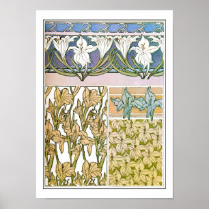 Poster Fleurs de Lily au style Art nouveau, Mucha