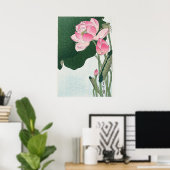 Poster Fleurs de Lotus en fleurs par Ohara Koson (Bureau à domicile)