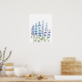 Poster fleurs de lupin bleu et violet aquarelle (Cuisine)