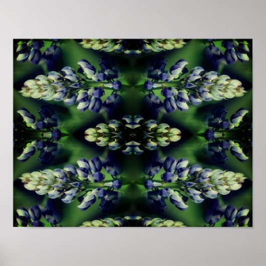 Poster Fleurs de Lupine Bleu Sauvage Nature Abstraite (Devant)