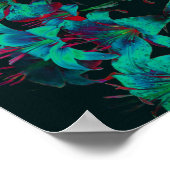 Poster Fleurs de Lys Bleues Abstraites (Coin)