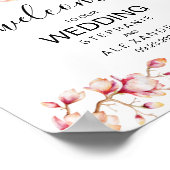 Poster Fleurs de Magnolia rose Aquarelle (Coin)