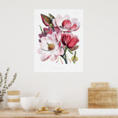 Poster Fleurs de Magnolia rose Imprimer (Cuisine)