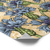 Poster Fleurs de maïs bleues, fleurs sauvages sur le jaun (Coin)