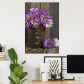 Poster fleurs de maman violette en boîte rouillée (Bureau à domicile)