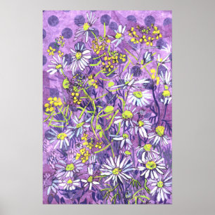 Poster Fleurs de marais Polka Dot Fleurs d'été Floral Art