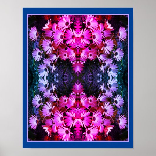 Poster Fleurs de marguerite rose africaine Miroir Abstrai (Devant)