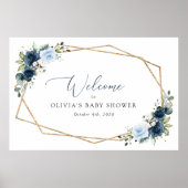 Poster Fleurs de marine, Fleurs bleues, Baby shower d'acc (Devant)