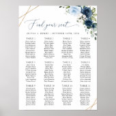Poster Fleurs de marine, Fleurs bleues, Plan de table de (Devant)