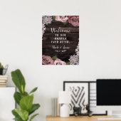 Poster Fleurs de Mauve Poussiéreuses Roses Bois Rustique  (Bureau à domicile)