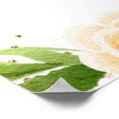 Poster Fleurs de menthe rose à l'aquarelle Réception de m (Coin)