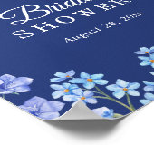 Poster Fleurs de Myosotis Fête de Mariage Bleu Royal (Coin)