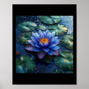 Poster Fleurs de Nénuphar Pourpre Et Feuilles De Nénuphar
