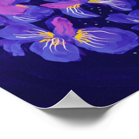 Poster Fleurs De Néon Violet La Nuit (Coin)