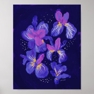 Poster Fleurs De Néon Violet La Nuit