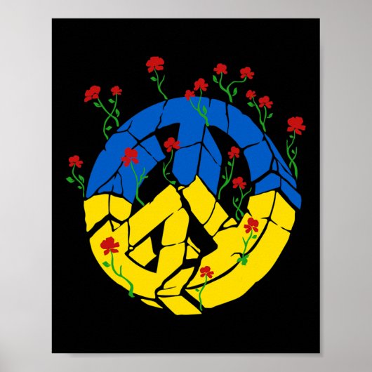 Poster Fleurs de paix du drapeau de l'Ukraine (Devant)