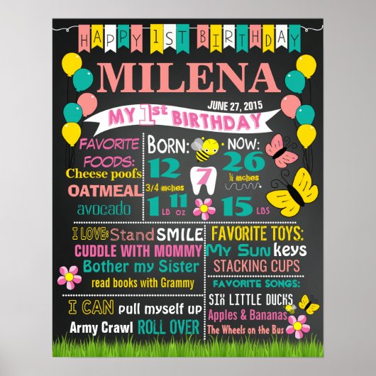 Poster Fleurs de panneau de signalisation de premier anni (Devant)