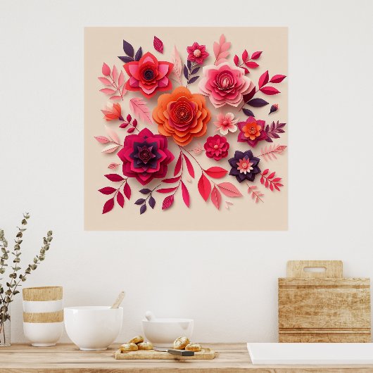 Poster Fleurs de papier colorées (Cuisine)