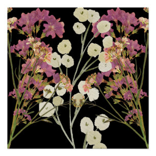 Poster Fleurs de papier peint en Boho foncé