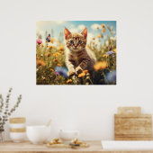 Poster *~* Fleurs de papillon Kitty 5:4 Chat Kitten AP68 (Cuisine)
