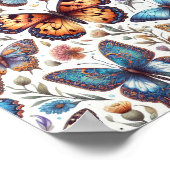 Poster fleurs de papillon motif nature art (Coin)