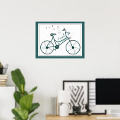 Poster Fleurs de papillons délicates et fans de vélos de  (Bureau à domicile)