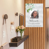 Poster Fleurs de parties scintillant en argent d'annivers