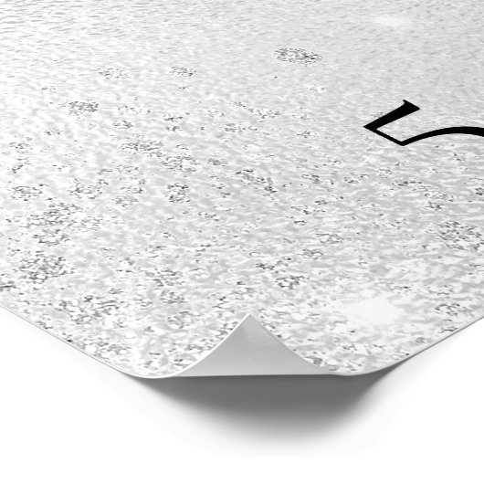 Poster Fleurs de parties scintillant en argent d'annivers (Coin)