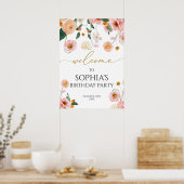 Poster Fleurs de pavot rose Accueil de fête d'anniversair (Cuisine)