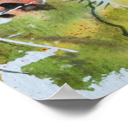 Poster Fleurs de pavot rouge, aquarelle douce. (Coin)