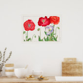 Poster Fleurs de pavot, rouge et violet, par Tanigami Kon (Cuisine)