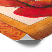 Poster Fleurs de pavot sur Tan et Arrière - plan orange (Coin)