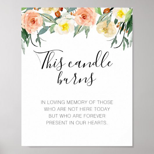 Poster Fleurs de Pêche Cette Bougie Brûle Mariage Mémoria (Devant)