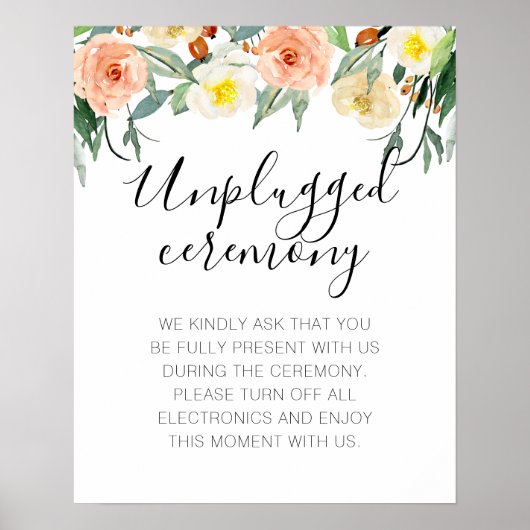 Poster Fleurs de Pêche Sans Photos Cérémonie de Mariage N (Devant)