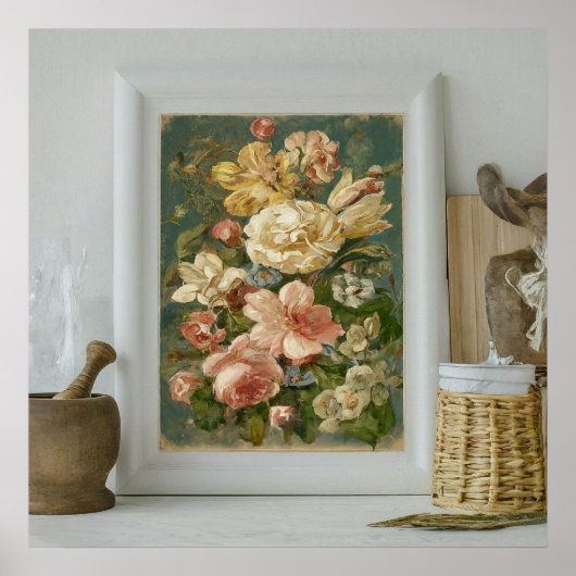 Poster Fleurs de peinture à main modernes et belles impri (Devant)