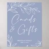 Poster Fleurs de Pervenche Carte de Mariage Simple & Cade (Devant)