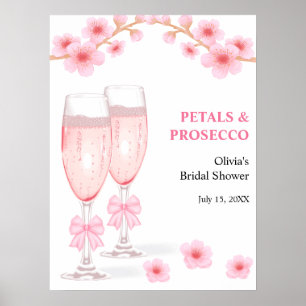 Poster Fleurs de pétale et Prosecco Shower de Mariée avec