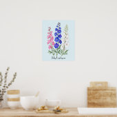 Poster Fleurs de Pied-d'Alouette de Juillet (Cuisine)