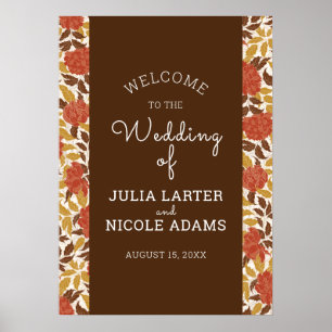 Poster Fleurs de pivoine orange poussiéreuses Mariage d'a