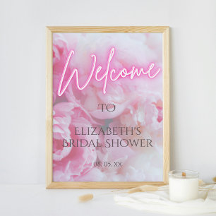 Poster Fleurs de pivoine rose Fête des mariées d'accueil 