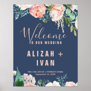 Poster Fleurs de pivoines romantiques Mariage de bienve