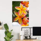 Poster Fleurs de Plumeria rouge et jaune 2 (Bureau à domicile)