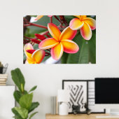 Poster Fleurs de Plumeria rouge et jaune 3 (Bureau à domicile)