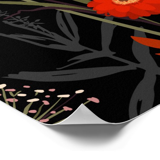 Poster Fleurs de prairie en floraison main tiré (Coin)