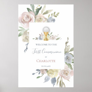 Poster fleurs de première communion bouquets Panneau de b