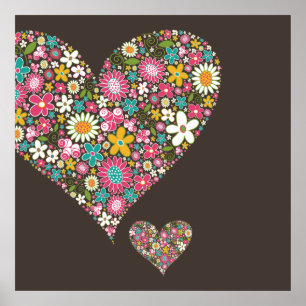Poster Fleurs de printemps 2 Big & Little Heart sur mesur